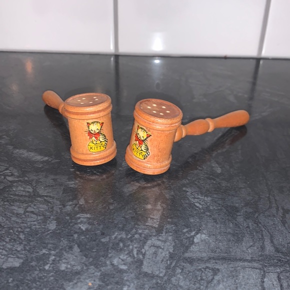 Vintage Other - Vintage wooden kitty, cat salt, and pepper shakers